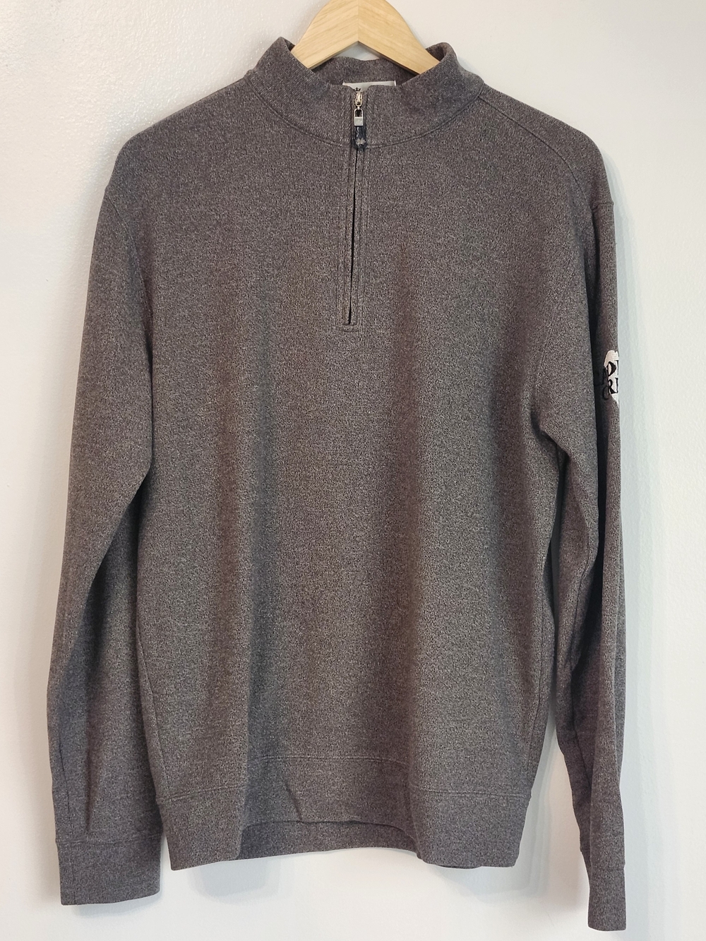 Peter Millar Crown Men Medium 1/4 Zip Sweater Gray Pullover Golf Casual